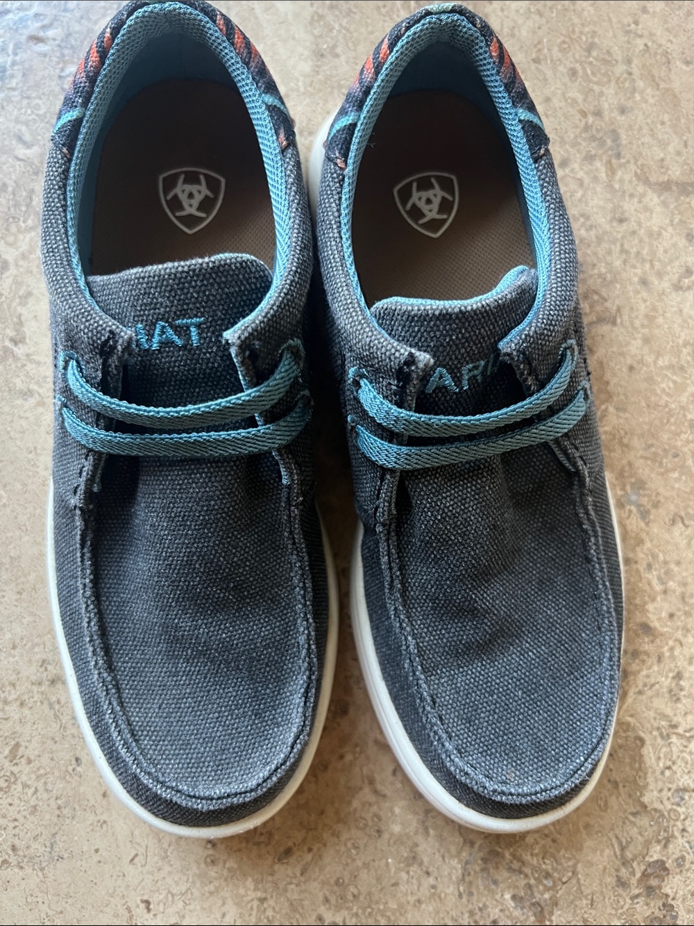 Ariat Kids  Grey Canvas Sneakers with Teal Accents